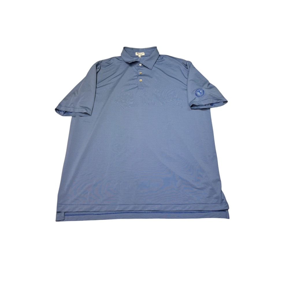 Peter Millar Summer Comfort Polo Shirt Mens XXL Blue White Stripe Performance